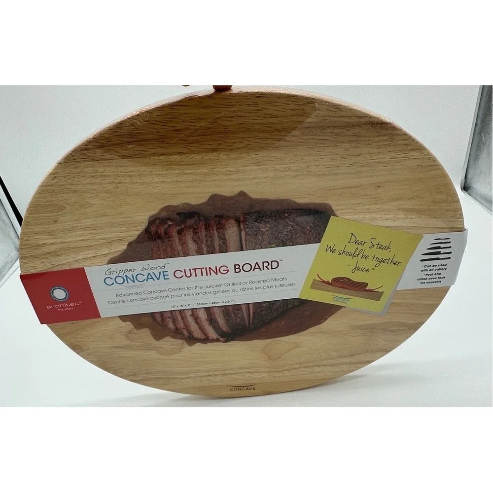 Architec Cutting Board Unisex Gripper Wood Concave Meat Carving Natural‎